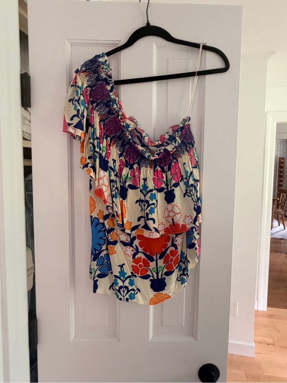 Plenty by Tracy Reese Multicolor Floral One-Shoulder Ruffle Camisole